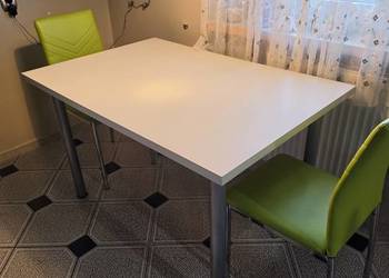 Biurko stół IKEA blat biały z szarymi nogami (80x120)