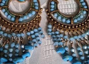 TURKUSOWO ZŁOTE, OKAZAŁE KOLCZYKI TURKUSOWO ZŁOTE, OKAZAŁE KOLCZYKI