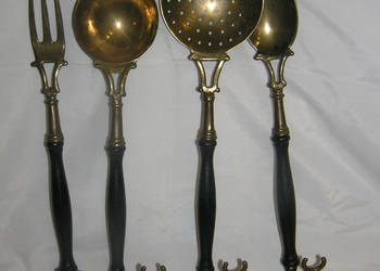 przybory kuchenne vintage mosiądz drewno_MD