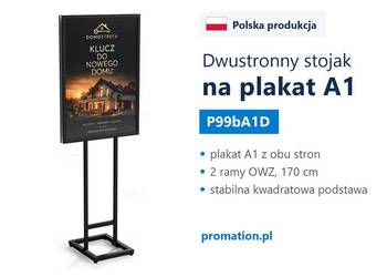 Czarny stojak na plakat A1 z ramą OWZ SLIM do sklepu i biura firmy