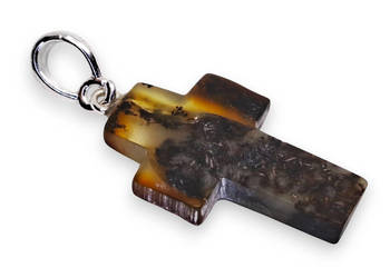 Zawieszka wisiorek krzyżyk z bursztynu, BURSZTYN bałtycki krzyż #1312