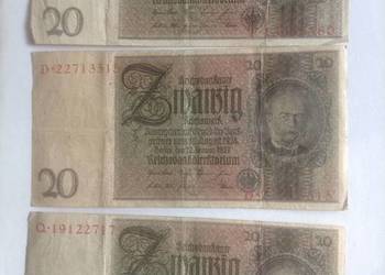 Zestaw 9 szt banknotów o nominale 20DM z 1929r