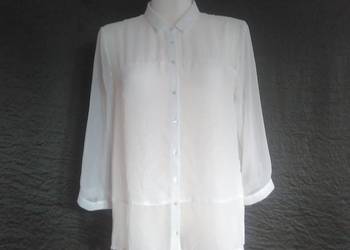 BLUZKA biała Elegancka r. 40/42 Plisa rękaw 7/8 NOWA