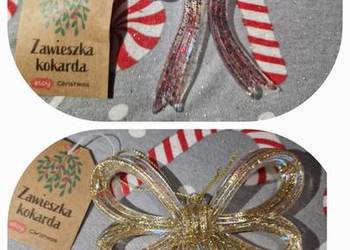 NOWE Zawieszki na choinkę/ozdoby świąteczne, kokardy brokatowe, duże