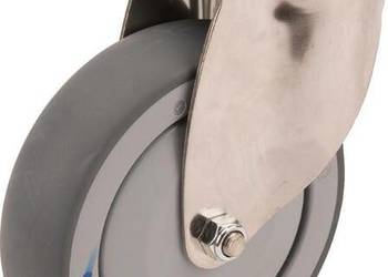 Koło skrętne, gumowe Ø 125x32 mm stal nierdzewna, otwór na pojedynczą śrub…