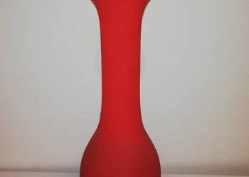 Wazonik czerwony z epoki PRL-kolorowe szkło-Vintage