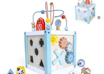 Drewniana kostka edukacyjna sorter +klocki ECOTOYS