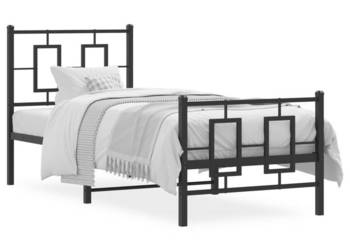 Metalowa rama łóżka z wezgłowiem i zanóżkiem czarna 80x200 cm WM-374250