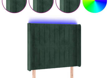 Zagłówek do łóżka z LED ciemnozielony 103x16x118/128cm aksamit WM-3124331