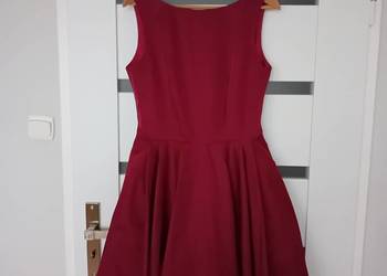 Bordowa Elegancka sukienka wizytowa Na różne okazje