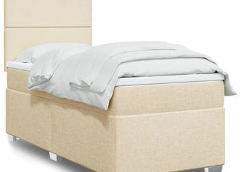 Łóżko kontynentalne z materacem kremowe tkanina 90x190 cm WM-3290341