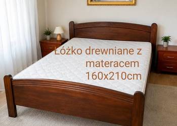Łóżko drewniane z materacem 160x210 vintage