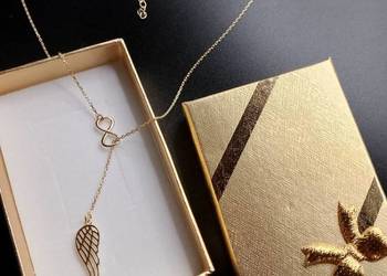 Naszyjnik celebrytka pozłacana regulowana nieskończoność&skrzydło PR 925