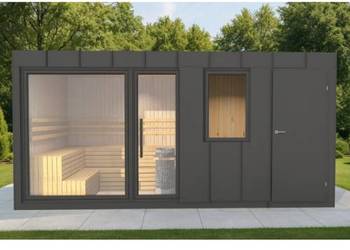 Sauna ogrodowa z pomieszczeniem gospodarczym – projekt i realizacja