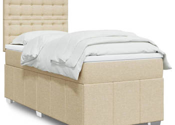 Łóżko kontynentalne z materacem kremowe tkanina 80x200 cm WM-3293814