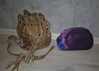 Torebka damska beżowa camel worek plus gratis