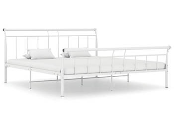 Łóżko Metalowe Białe Rama Łóżka Ze Stelażem Biała 200 x 200 cm WM-325049