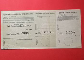 ( 1965 ) Pocztowy Blankiet Dowodu Wpłaty, Gdańsk ( 1965 ) Pocztowy Blankiet Dowodu Wpłaty, Gdańsk