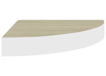 Narożna półka ścienna dąb i biel 35x35x38 cm MDF WM-326639