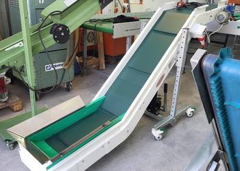 Taśmociąg podwójnie łamany Z przenośnik taśmowy z zabierakami 280 x 36,5 cm