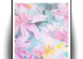 pastelowy plakat A4, kwiaty plakat 21x30, boho plakat do domu, mały plakat