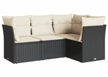 4-cz. zestaw wypoczynkowy do ogrodu poduszki czarny rattan PE WM-3217576