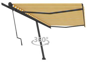 Wolnostojąca automatyczna markiza 500x350 cm żółto-biała WM-3069868