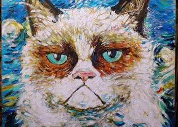 Portret olejny "Kot Grumpy