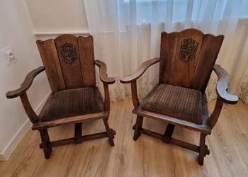 2 Wyjątkowe Krzesła Vintage Arts and Crafts / Wabi Sabi Rush