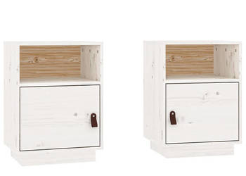 Szafki nocne 2 szt. białe 40x34x55 cm lite drewno sosnowe WM-818318