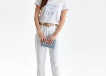 biały t-shirt z nadrukiem Top Secret
