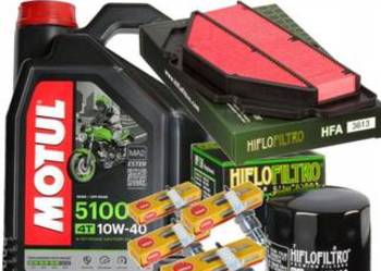 SUZUKI GSR600 06- ZESTAW OLEJ MOTUL 5100 4L FILTRY SWIECE DEDYKOWANY