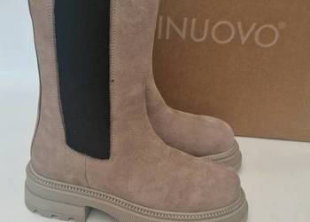Inuovo Nowe Skórzane Botki rozmiar 37 Silver Grey