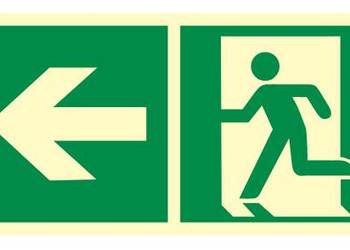 Naklejka BHP wyjście ewakuacyjne (w lewo) AAE102