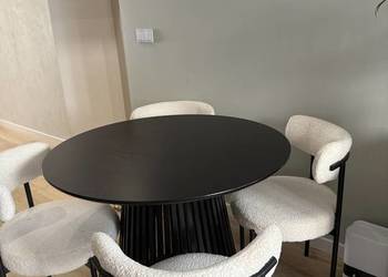 Stół okrągły 100cm czarny i 4 krzesła – komplet lub osobno