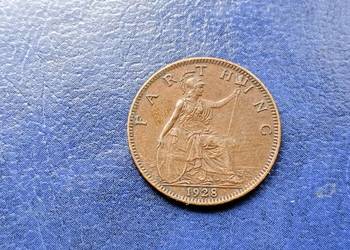 Stare monety 1 farthing 1928 Anglia