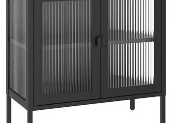 Szafka czarna 70x35x70 cm szkło i stal WM-353001
