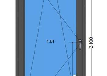 Okno balkonowe 860 x 2100 / 86 x 210 ANTRACYT