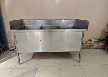 Zlew gastronomiczny 3-komorowy 160x80x85  nierdzewny gruba blacha 3 mm