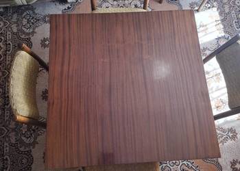 PRL Stół drewniany rozkładany krzesła drewniane. 6 szt. Stary sprawny.