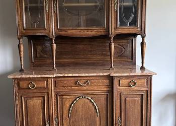 Stary dębowy kredens szybki frezowane