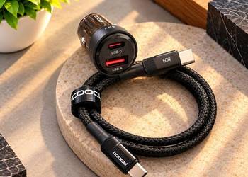 Ładowarka Samochodowa USB-C USB Szybka 60W Kabel Type C do Samochodu iPhone