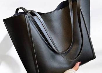 Nowa czarna torebka skórzana shopper pojemna elegancka + GRATIS