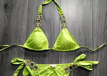 Bikini strój kąpielowy zielony cyrkonie kamienie kryształki