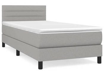 Łóżko kontynentalne z materacem jasnoszare tkanina 80x200 cm WM-3140089