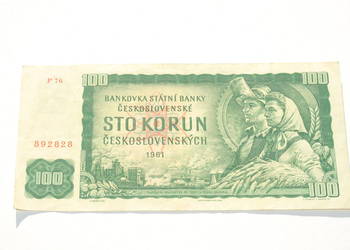 Stary banknot 100 koron Czechosłowacja 1961 antyk