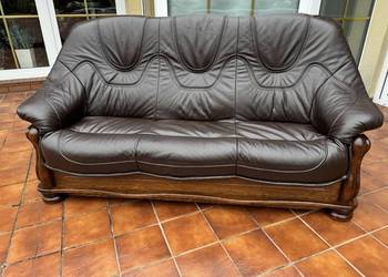 Kanapa 3 osobowa rozkładana skórzana z funkcją spania skóra naturalna sofa