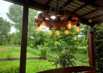 OKAZJA lampa z koła od wozu drabiniastego rustykalna, loft, karczma, altana