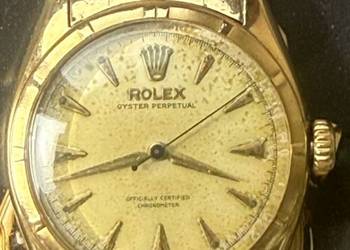 Rzadki Rolex ze złota 18k, łańcuszek - złoto 9k, z patyną, do kolekcji!