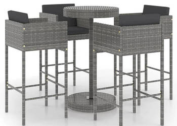 5-cz. zestaw mebli barowych z poduszkami rattan PE szary WM-3094776
